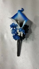 Black Royal Blue Rose Calla Lily Bridal Wedding Bouquet Accessories