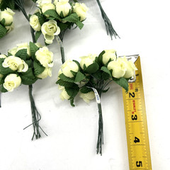 Polyester Rose Buds Flower 4″ Wire Stem Bouquet Wreath Craft Pink Blue Yellow