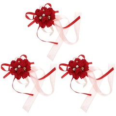 3Pcs Elegant Red Bridal Wrist Flower Decor for Rustic Country Wedding Party