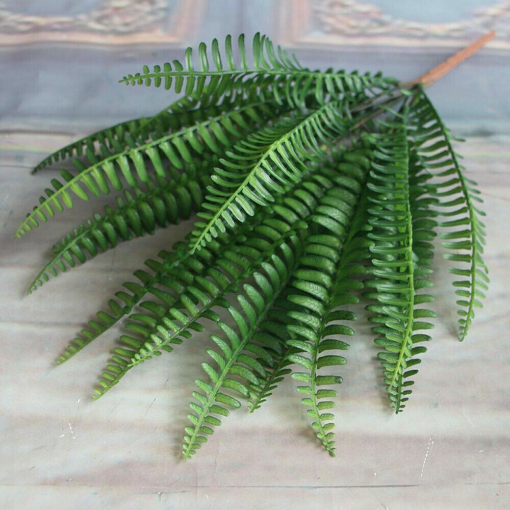 1-4Pcs Plastic Lifelike Artificial Fern Foliage Bush Plants Indoor outdoor Decor