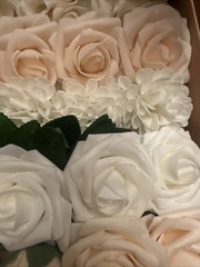 artificial Flowers 24 Pcs Wedding Roses with stems elegant cream chrysanthemum