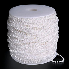 White Pearl Garland Strand,2.5mm Crystal Beads Faux Bead Spool Rope for Wedding