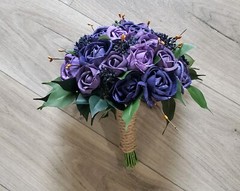 Purple Rose Bridal Bouquet Sola Wood Flower Bridesmaid Wedding Decor Bouquet