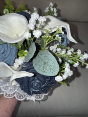 Forever Denim Rose Bridal Bouquet Corsage Boutonnière Wedding Anniversary