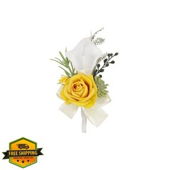 Floinla 1pc Yellow Calla Lily Sunflower Boutonniere for Men