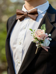 Corsage and Boutonniere Set with Pink Roses for Bride, Groom, Bridesmaids Grooms