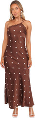 Women’S Anika Maxi Dress Brown Polka Dot