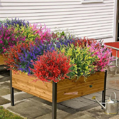 8Bundles Artificial Plants Flowers Fake Outdoor Plastic Faux UV Resistant Decor
