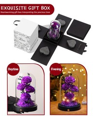 DENIMOMO Flowers Roses Gifts for Women Her,Forever H7.8in W4.7in, Purple Rose