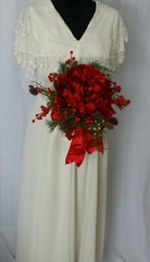 Grand Red Faux Chrysanthemum and Berry Bride or Bridesmaid Wedding Bouquet