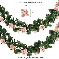 6 feet White 3D Chain GARLAND SILK ROSES Wedding FLOWERS Bouquets Party Home