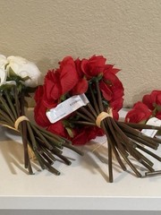 Artificial Roses Bouquet Set – Red & White Flowers – 42 pcs