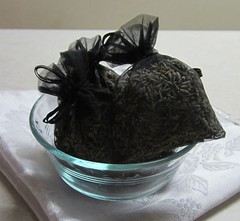 Set of 4 Lavender Sachets made with Black Organza Bags