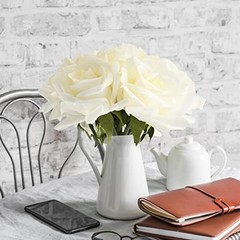 Fake Flowers, Faux Silk Real Touch Artificial Rose Flowers for Decoration