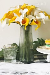 White Artificial Calla Lily 12Pcs Realistic Flowers Bouquet | Wedding Bride S…
