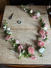 Pink And White Silk Flower Garland 7ft