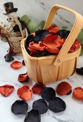 Black & Burnt Orange Rose Petals for a Gothic, Halloween Themed Wedding, Flower