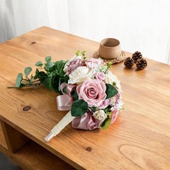 Cascading Bridal Bouquet, Artificial Flowers Rustic Boho Tossing Bouquet