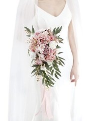 9″ Dusty Rose Wedding Bouquets for Bride, Cascading Bridal Bouquet for Bride …