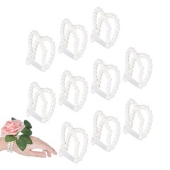 10 Pcs Pearl Wrist Corsage Bracelet Elegant White Pearl Elastic Wedding Band