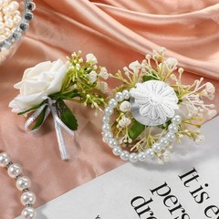 Tucnoeu 2pcs White Wrist corsages for Prom, Corsage Wristlet Band, Artificial…