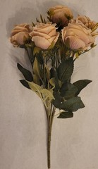NEW 24 Eucalyptus 4 Bunch Artificial Flowers Bouquet Wedding Dusty Rose/Beige