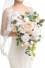 Purple Bridal Bouquet Cascading Lilac Wedding Bouquets Bride 13 Inch Lavender