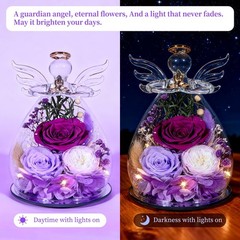 Gifts for Women Preserved Rose Forever Flower Eternal Roses in Small, Purple