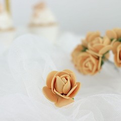 48 GOLD Mini Roses 4″ Foam ARTIFICIAL FLOWERS Stems Party Wedding DIY Supplies