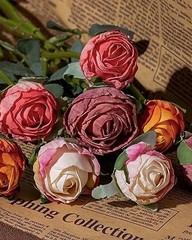 24pcs Artificial Flowers Silk Rose with Stem Mini Fake Rose Dusty Rose