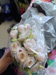 White Silk Rose Bridal Bouquet Handmade Artificial Wedding Flowers Bride Decor
