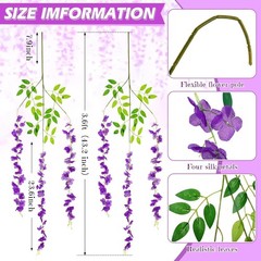 Dark Purple Wisteria Garland for Wedding Backdrop – HUGE 216pc Lot, 3.6ft