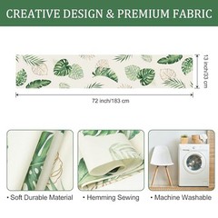 Tropical Palm Leaves Monstera Table Runner 13×72 Inch Summer Green Plant