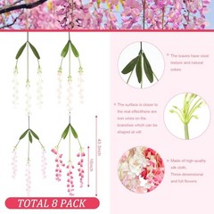 8 Pack Artificial Lily of The Valley White, Pink, Light Purple, Rose Red