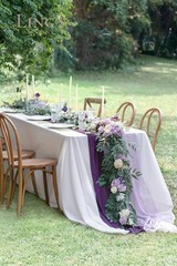 Ling’s Moment Eucalyptus Garland with Flowers, 6FT Wedding Table Decor, Purple