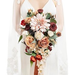 Terracotta Bridal Bouquet Artificial Flowers Wedding Decor Photoshoot Keepsake