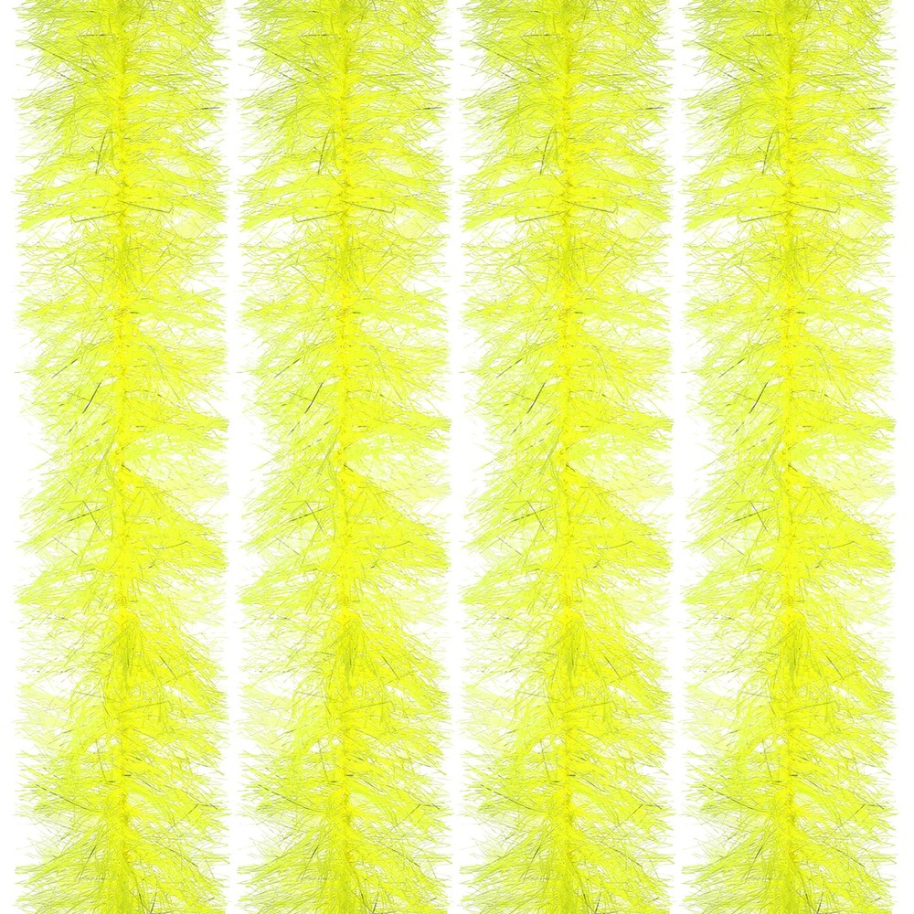 6.6Ft Feather Boa, 4 Pcs Artificial Fluffy Feather Boas, Fluorescent Yellow