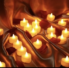 1000 pcs Rose Petals with 24 LED Romantic Heart Candles Valentines Decoration