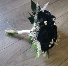 Black Rose Bridal Bouquet Sola Wood Flowers for Halloween Wedding & Bridesmaid