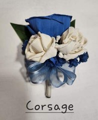 Dusty Blue Ivory Rose Calla Lily Sola Wood Bridal Wedding Bouquet Accessories