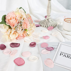 300pcs Artificial Flowers Silk Fake Pink Rose Petals Flower Girl Scatter Pedals