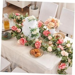Flower Garland Artificial Rose Vine Huge Flower 5.9FT A Off White & Dark Pink