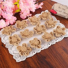 12 Pieces Handmade Burlap Flowers for Weddings, Craft Making, and Other Uses