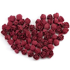 100 Pcs Foam Artificial Burgundy Roses Mini Fake Flowers Mini Artificial Fake