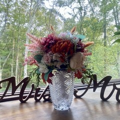 Beautiful Bridal Wedding Bouquet Budget Handmade Faux Floral Orange Purple Pink