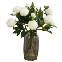 Peonies Artificial Flowers 8pcs Peony Silk Flowers Fake Flowers for White