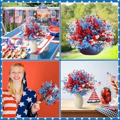 Pcs Red Blue White Patriotic Artificial Flowers 4th of July 250th 24