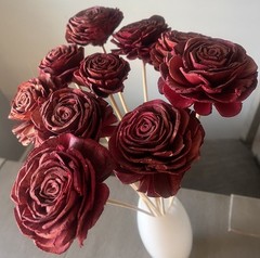 Roses Long Stem Red Roses 10 Rustic Sola Wood Flowers 21” Long