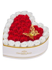 47 Preserved Roses in Heart Shape Box, Forever Flowers Rose Box Red