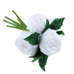 WHITE 10″ Silk Artificial Peony Flowers Bouquet Arrangement Wedding Centerpieces